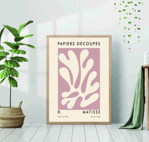 90692353 Постер 28 картин "Анри матисс абстракция рисунок белое растение на розовом фоне" 50x40 см, в подарочном тубусе STLM-0340838 Santreyd