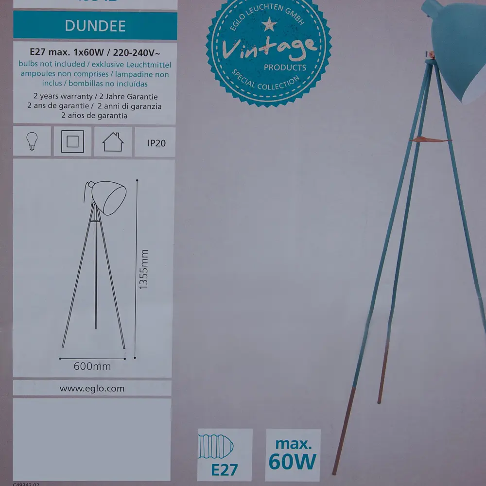 Торшер Eglo «Dundee» 1xE27x60 Вт, цвет мятный STLM-2041282 - Вид №5
