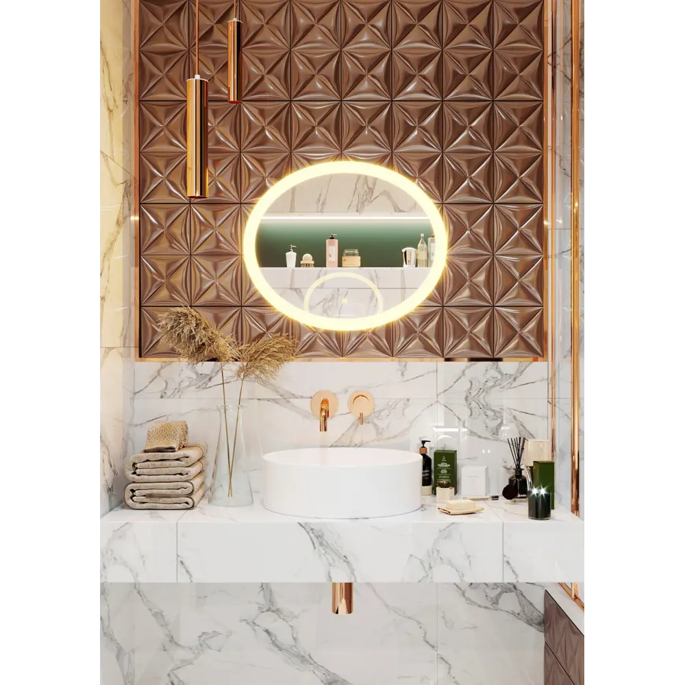 Зеркало для ванной Omega Glass Тип 3 SD353 с подсветкой 60x50 см овальное STLM-2174761