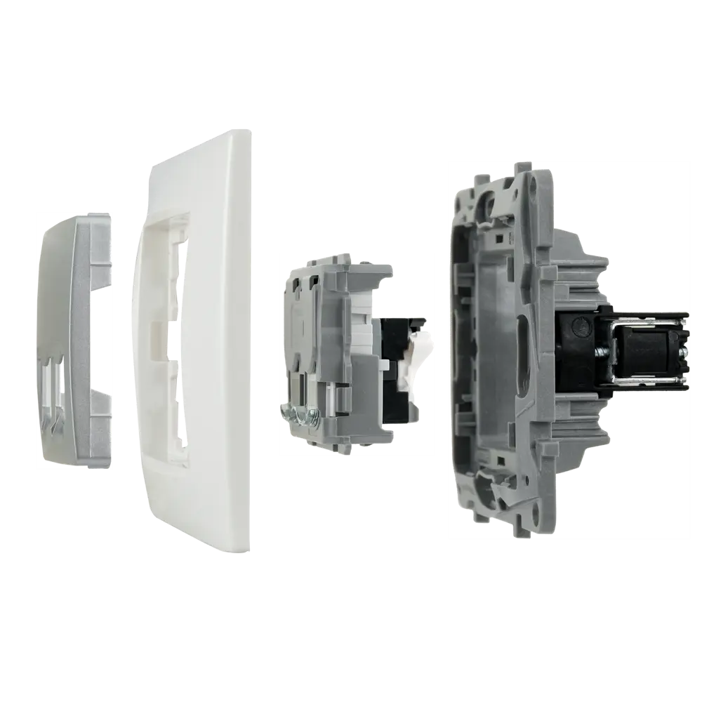 Телефонная/компьютерная розетка встраиваемая Legrand Etika RJ11/RJ45 UTP cat 5e цвет алюминий STLM-2208379 - Вид №6