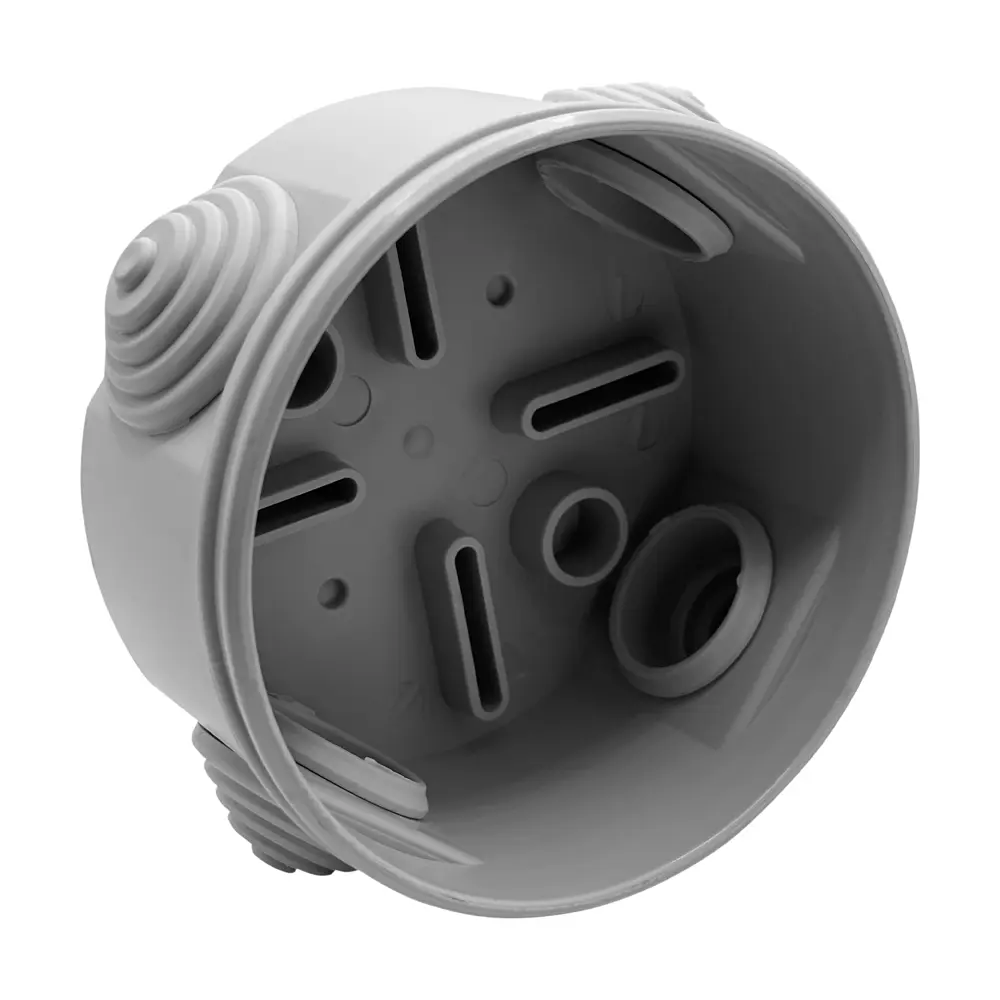 Распределительная коробка круглая открытая Lexman D 80x40 мм 4 ввода IP44 цвет серый STLM-2109001 - Вид №1