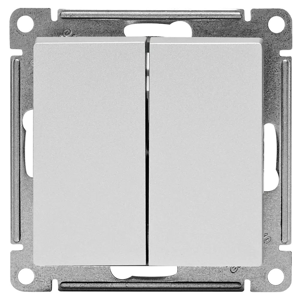 Выключатель встраиваемый Systeme Electric AtlasDesign 2 клавиши цвет алюминий STLM-2075441