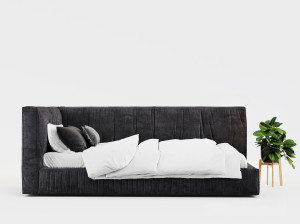 Односпальная кровать с мягким изголовьем