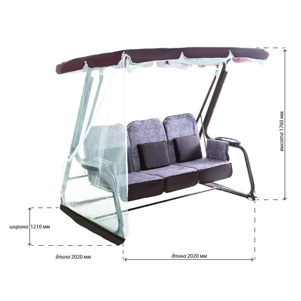 Качели садовые Октавия 3-х местные (до 300 кг) коричневый Santreyd STLM-2183842 - Вид №5