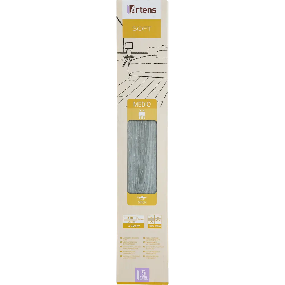 ПВХ плитка «Pearl Grey» 2/0.15 мм 2.23 м² ARTENS STLM-2152899 - Вид №5