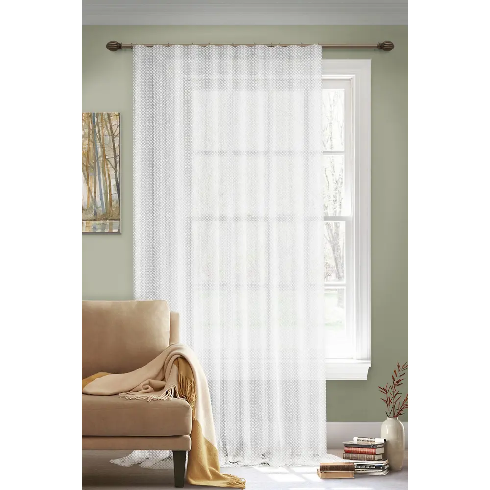 MIAMOZA Тюль Leopar белый на шторной ленте 300×280 см 89415798 STLM-1572576