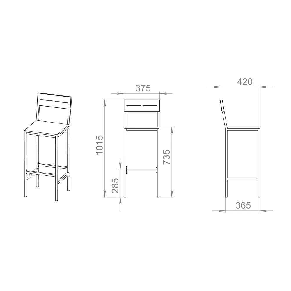 Барный стул Santreyd Ferro с металлическим каркасом и спинкой 89010427 STLM-0879966 - Вид №3