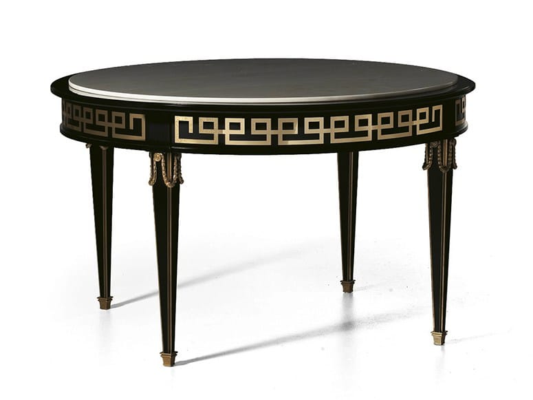 Круглый деревянный лакированный стол с мраморной столешницей OAK Галерея ARCH-00119996