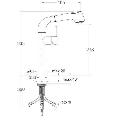 Однорычажный смеситель для кухни с выдвижным ручным душем CRISTINA Rubinetterie кухня-Contemporary Collection ARCH-00034511 - Вид №2