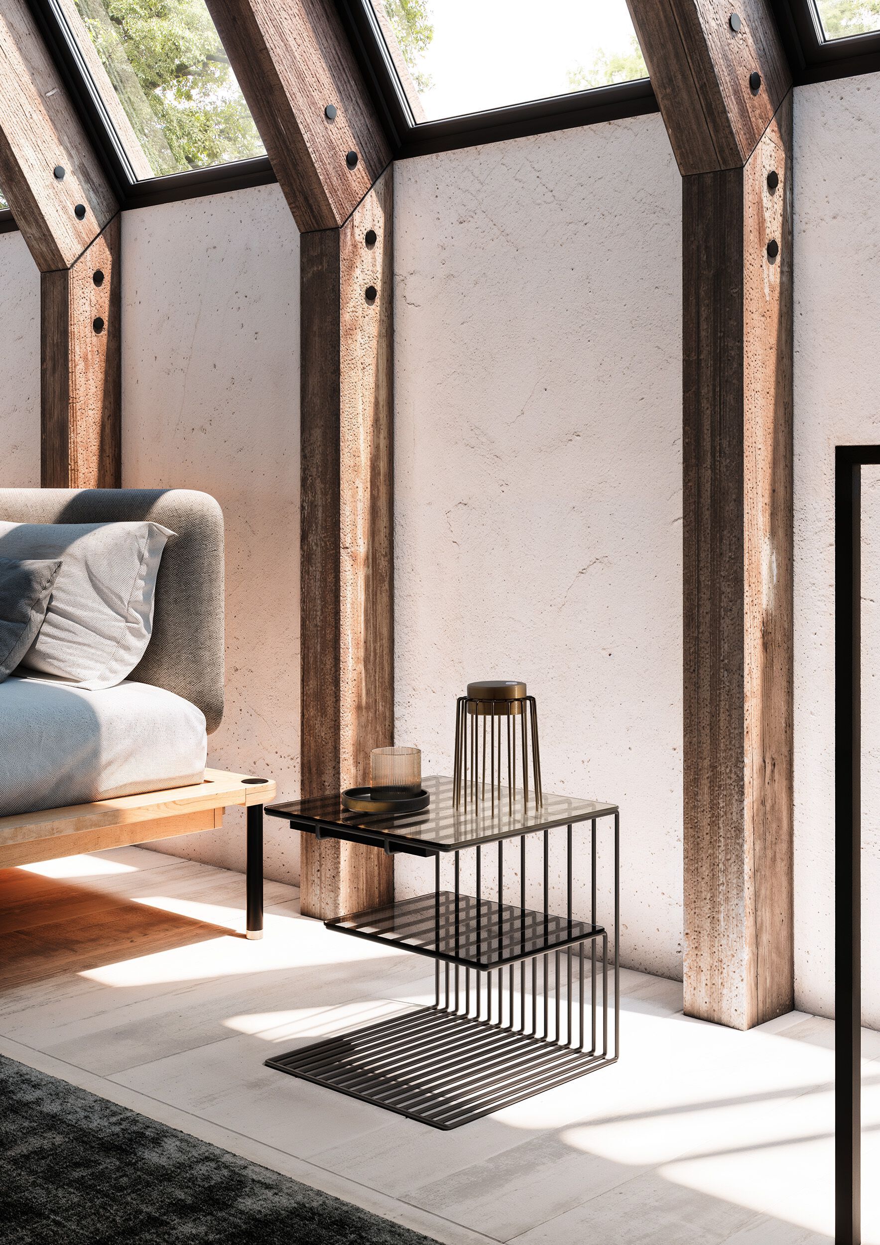 Журнальный столик из железа и стекла Pipedesign COMOLINO ARCH-00140564 - Вид №3