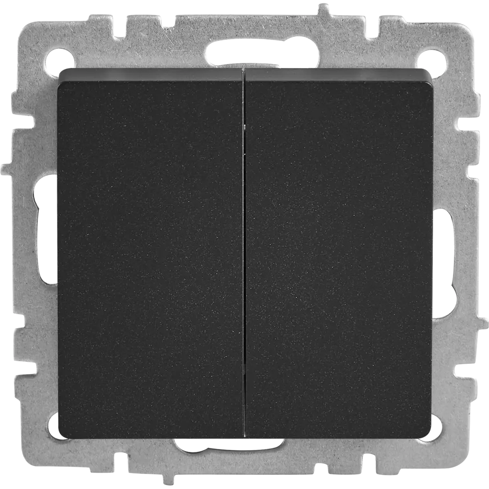 Выключатель IEK Brite двухклавишный матовый черный для современного интерьера 87761715 STLM-1115055 - Вид №1