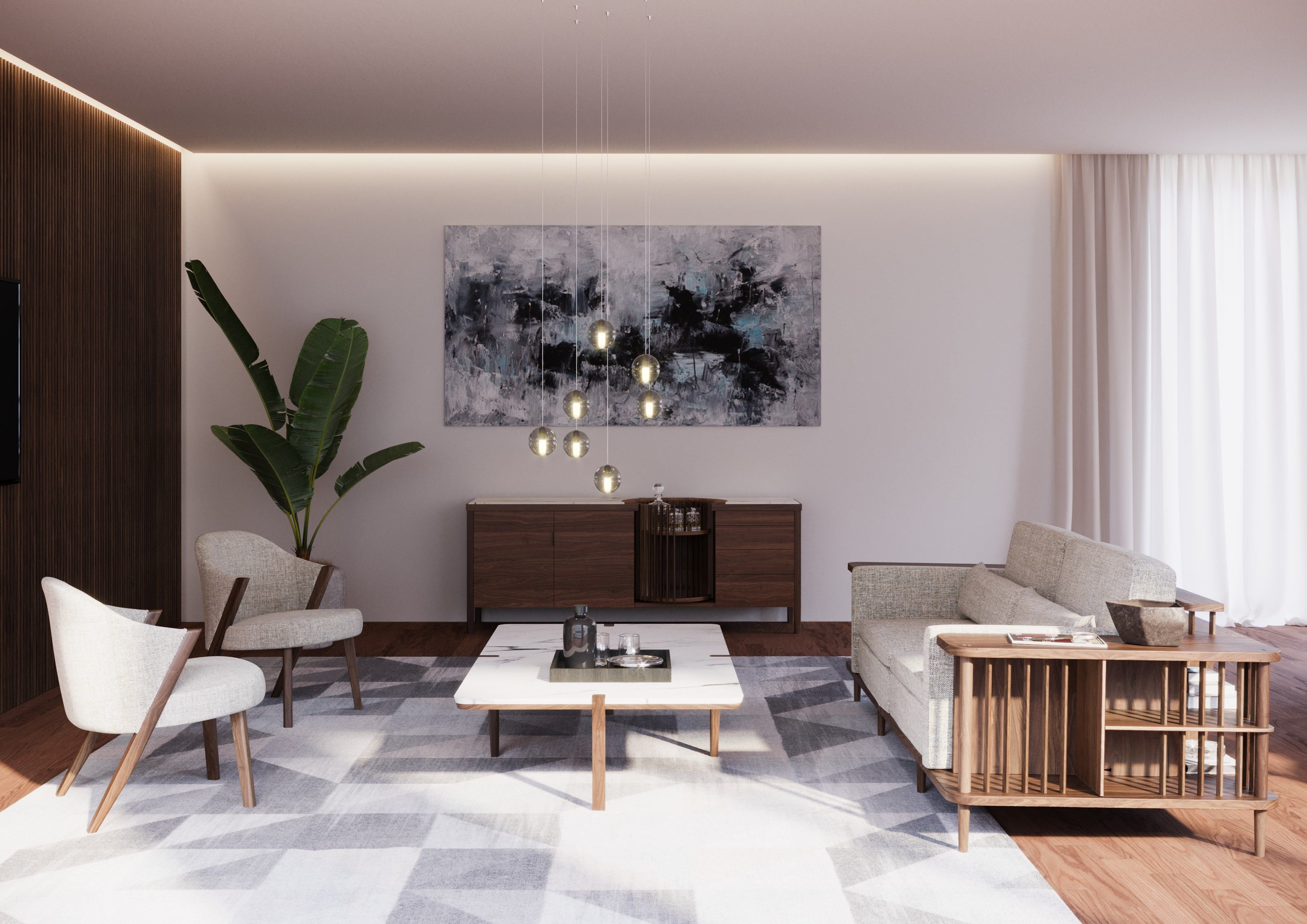 Прямоугольный низкий журнальный столик из мрамора и массива дерева Wewood CORNER ARCH-00069131 - Вид №5