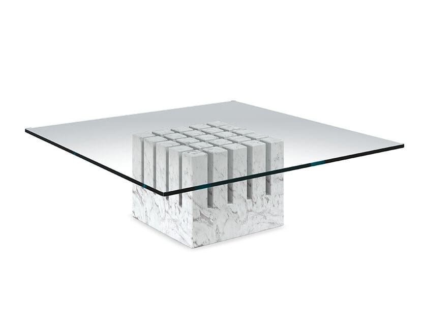 Низкий журнальный столик из каррарского мрамора и хрусталя Cattelan italia SCACCO ARCH-00025322