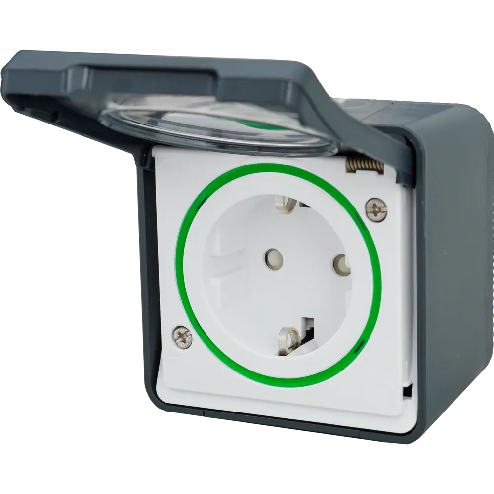 Розетка накладная влагозащищённая Schneider Electric Mureva Styl с заземлением со шторками IP55 цвет антрацит 82307250 STLM-2145430 - Вид №3