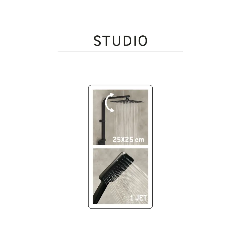 Душевая стойка Sensea Studio с верхним душем цвет черный STLM-2199407 - Вид №4