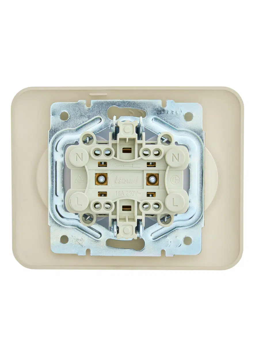 ASTI Розетка двойная б/з ПБТ крем LEZARD 7081-0300-128B - Вид №1