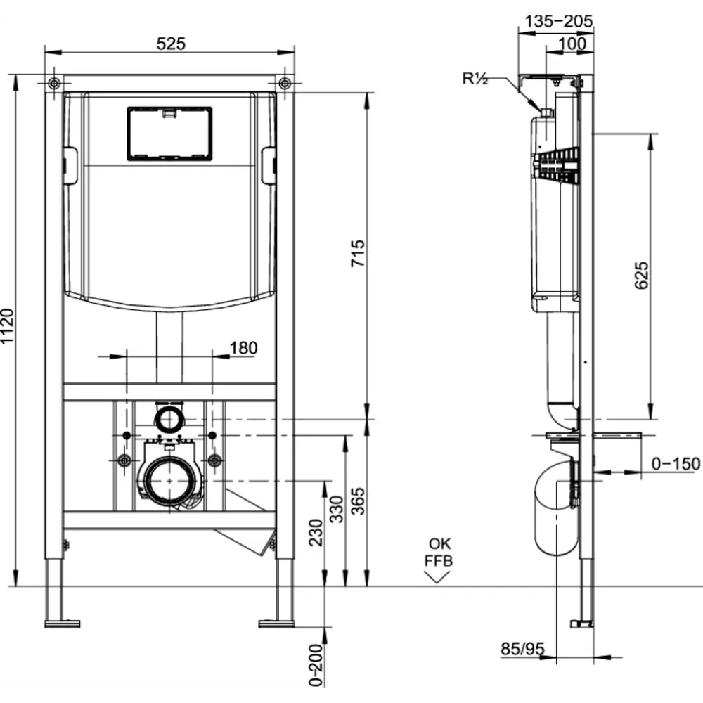 Рамная инсталляция Villeroy and Boch ConnectPro 922142 c клавишей смыва 922143 хром 83580788 STLM-2212364 VILLEROY & BOCH  - Вид №6