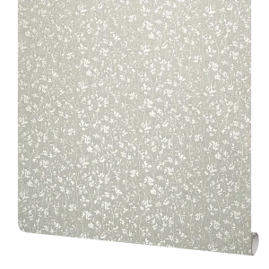 Флизелиновые обои Grandecolife Ferida зелёные с цветочным рисунком в стиле кантри 89424230