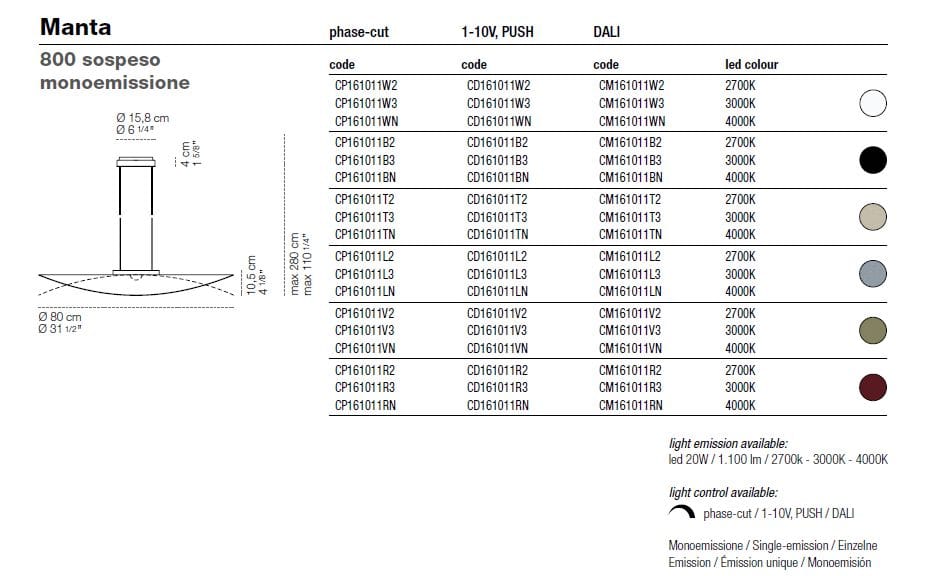 Алюминиевый подвесной светильник Cini&Nils Manta ARCH-00074388 - Вид №3