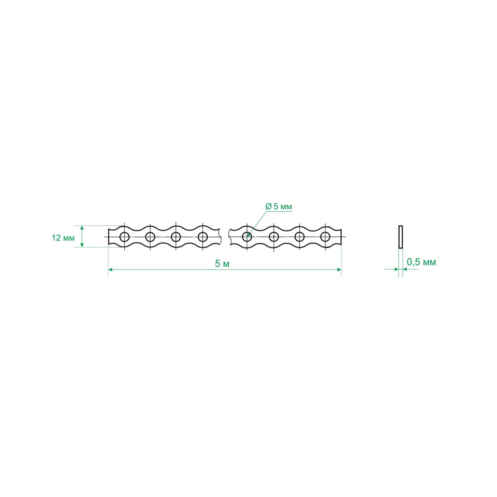 Перфорированная лента волна LV 12x0.5 5 м оцинкованная сталь цвет серебро Santreyd STLM-2055989 - Вид №4