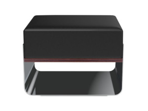 Прямоугольный пуф из кожи и нержавеющей стали