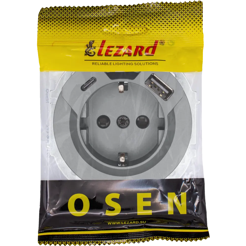 Розетка TC+USB встраиваемая Lezard Osen с заземлением цвет серый STLM-2180089 - Вид №6