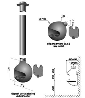 Открытый настенный дровяной камин Focus creation Emifocus ARCH-00112824 - Вид №2