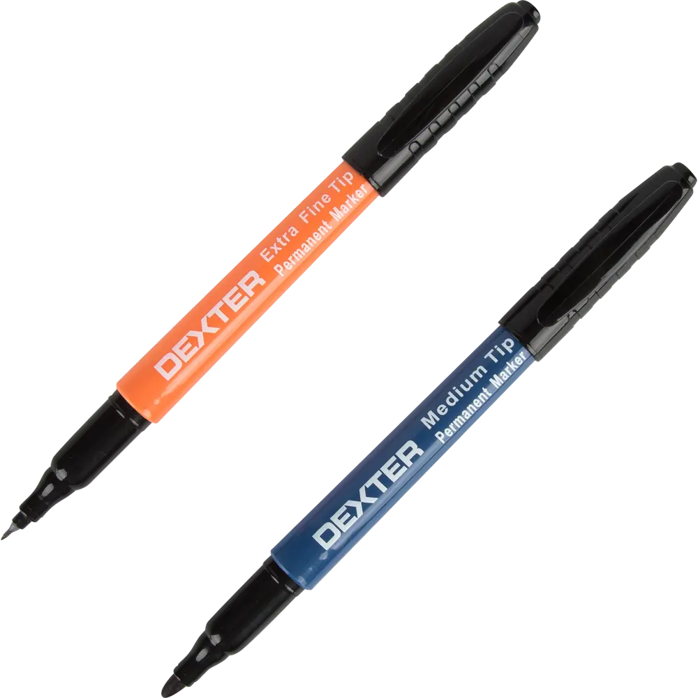 Маркер перманентный Dexter, чёрный толстый/тонкий стержень, 2 шт STLM-2133895