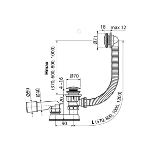 92040374 Сифон для ванны AlcaPlast A504CKM STLM-1524513