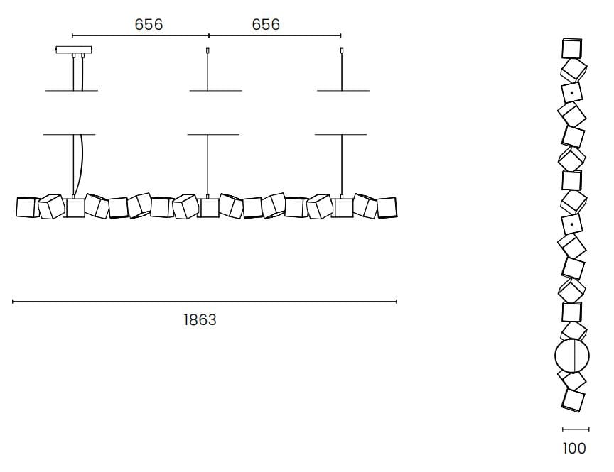 Стальной светодиодный подвесной светильник OBLURE BLOCKCHAIN 17 ARCH-00021471 - Вид №2