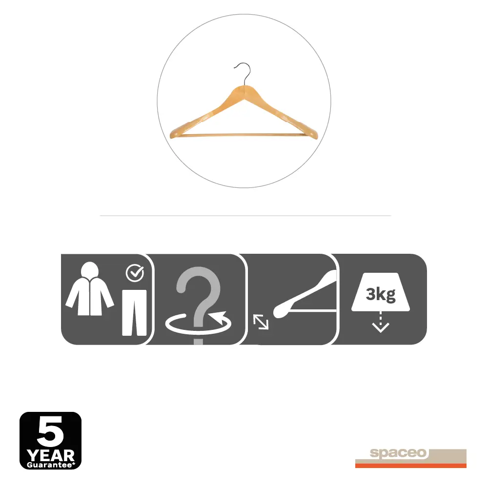 SPACEO Широкие плечики из эвкалипта с поворотной системой 82680676 Плечики деревянные STLM-0033934 - Вид №2