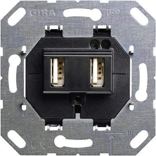 235900 Розетка двойная USB А для электропитания выходы Gira System 55
