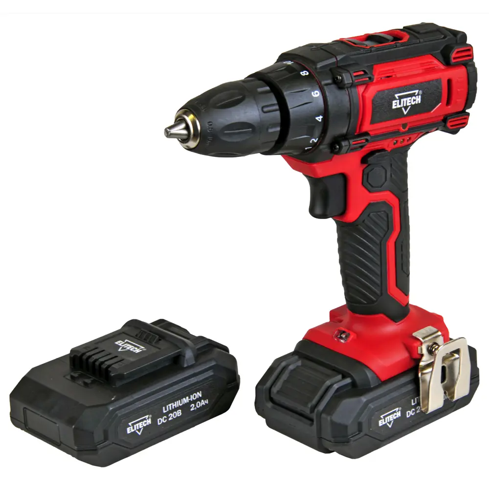 Дрель-шуруповерт аккумуляторная Elitech ДА 20-2СЛ E2201.023.01, 20 В Li-ion 2x2 Ач STLM-2150203 - Вид №3