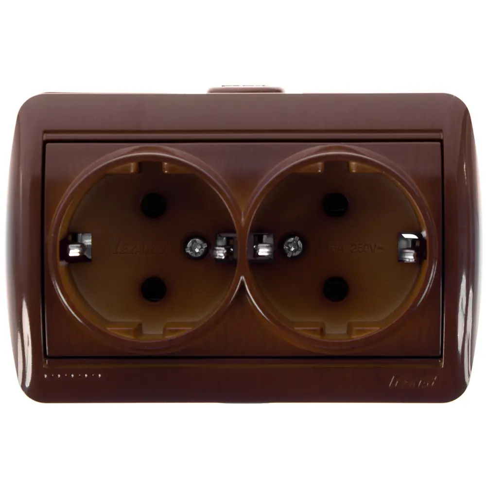 Розетка керамическая Lezard Nata 2 разъема с заземлением цвет сосна STLM-2093930 - Вид №1