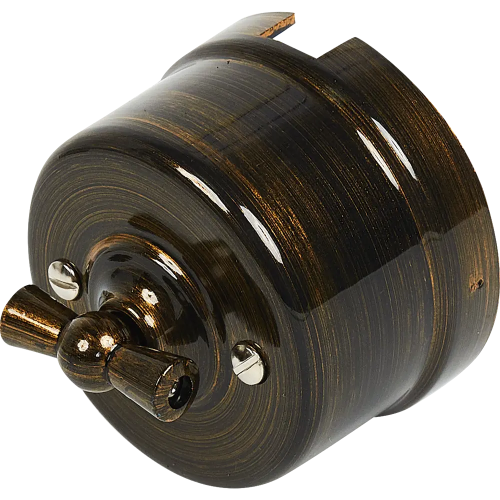 Выключатель Electraline одноклавишный в бронзовом глянце 84229215 Лофт STLM-0047242