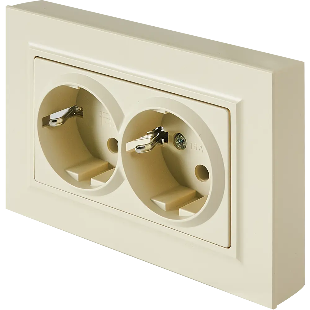 IEK Brite: Двойная розетка с заземлением в бежевом исполнении 87761502 STLM-1103832 - Вид №1