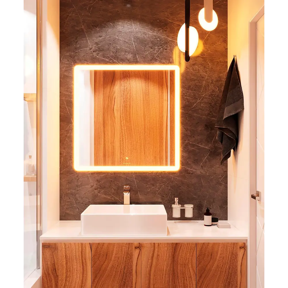 Зеркало для ванной Omega Glass Тип 3 SD303 с подсветкой 70x70 см квадратное STLM-2019546