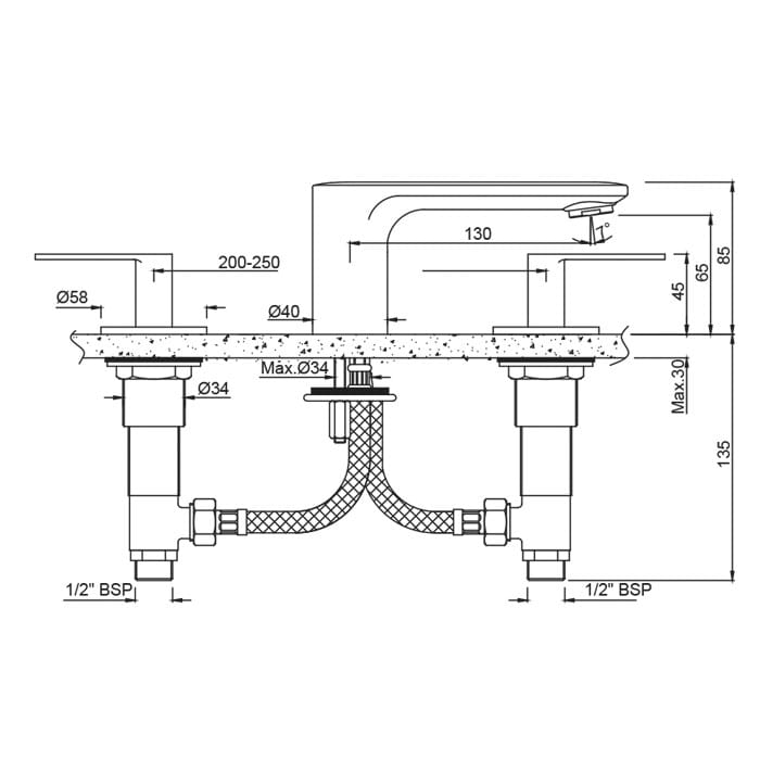 Смеситель для раковины с 3 отверстиями JAQUAR Laguna ARCH-00132102 - Вид №9