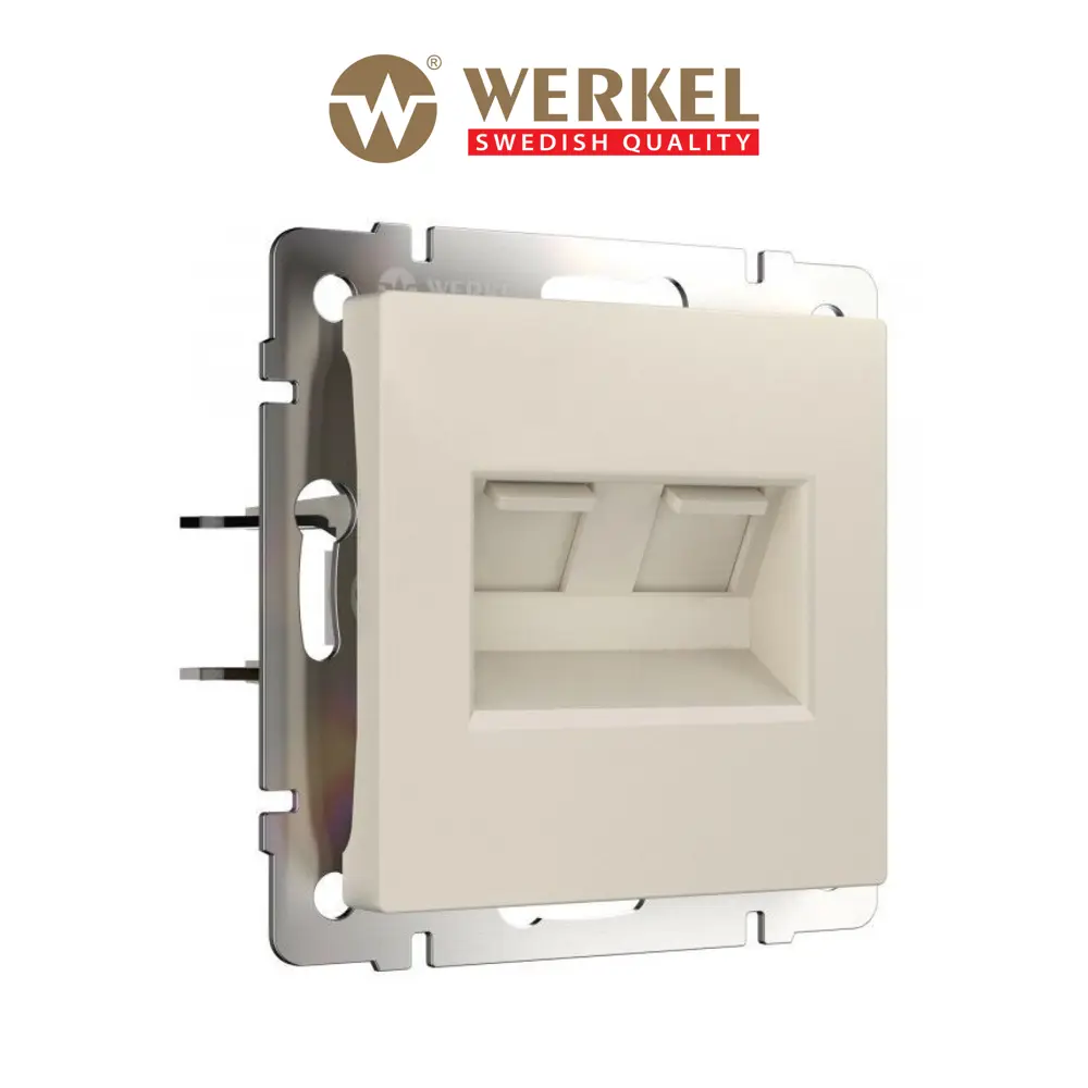 Розетка RJ45 встраиваемая Werkel W1181162 со шторкой цвет айвори матовый