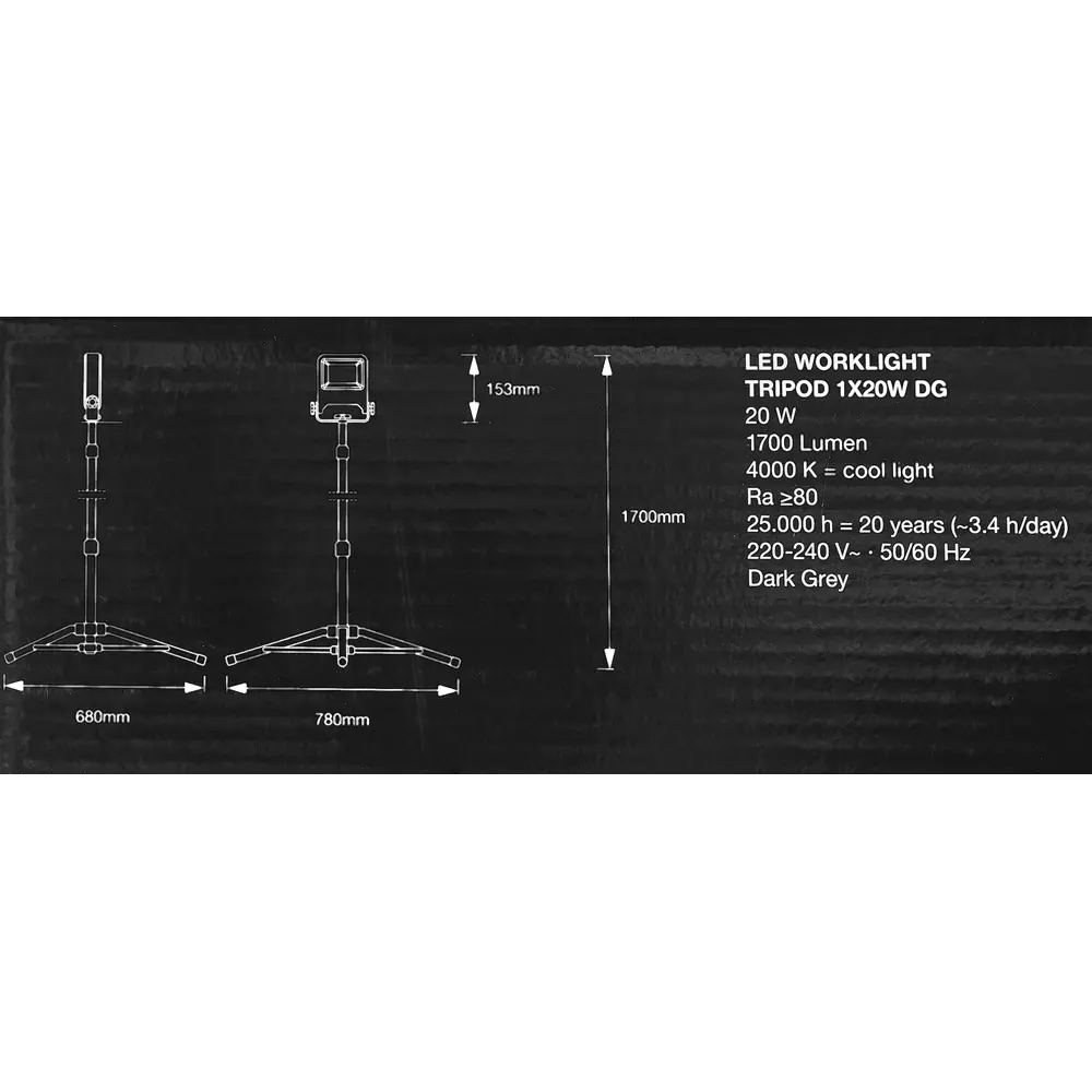 Прожектор светодиодный уличный Ledvance Work Light 20 Вт 4000K IP65 на треноге, нейтральный белый свет 82354992 STLM-2132652  - Вид №7