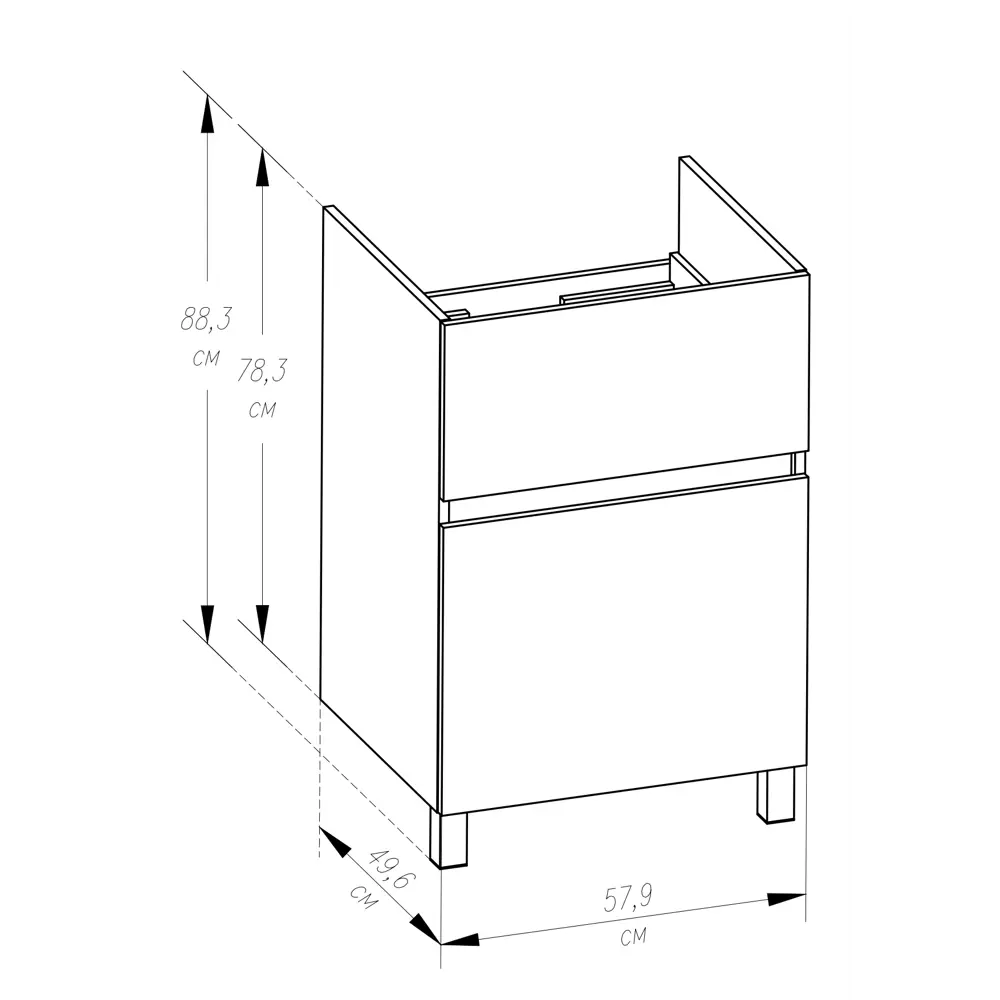 Тумба под стиральную машину напольная Aquaton Лайн 57.9 см цвет дуб каменный STLM-2092610 - Вид №13