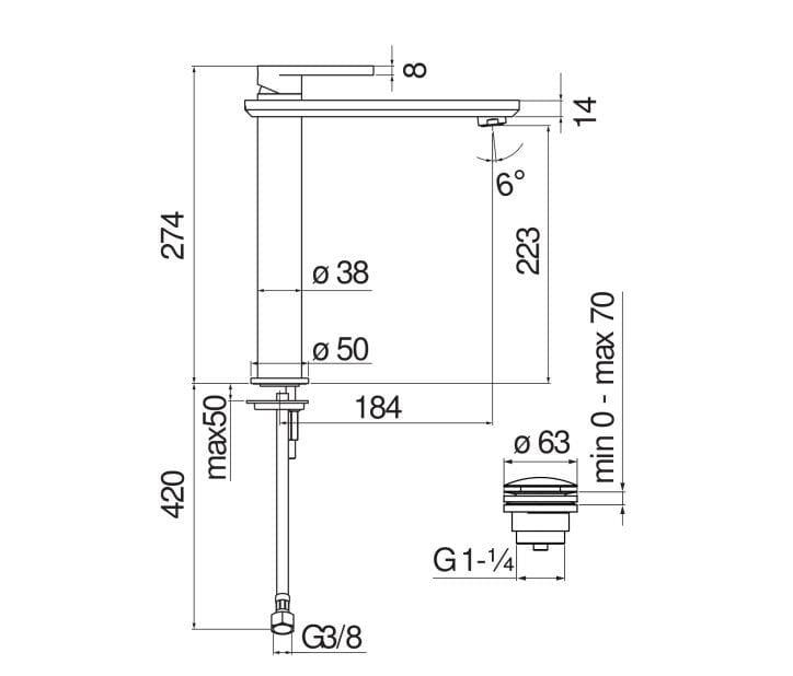 Смеситель для раковины с высоким верхом Nobili платье ARCH-00088652 - Вид №19
