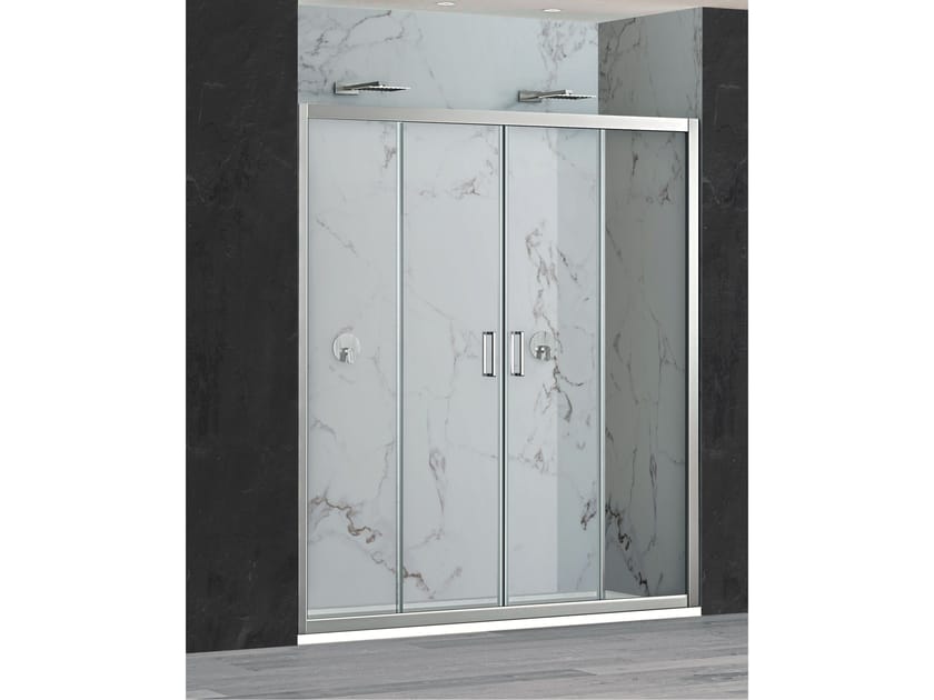 Хрустальная ниша душевая кабина с раздвижной дверью Metidea платина ARCH-00135534