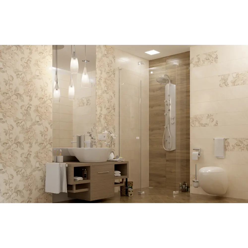 Декор настенный Пиона №3 20x50 см цвет бежевый Golden Tile STLM-2133763 - Вид №3
