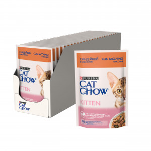 ПР0047572*26 Корм для котят с индейкой и кабачками в желе, пауч 85 г (упаковка - 26 шт) Cat Chow