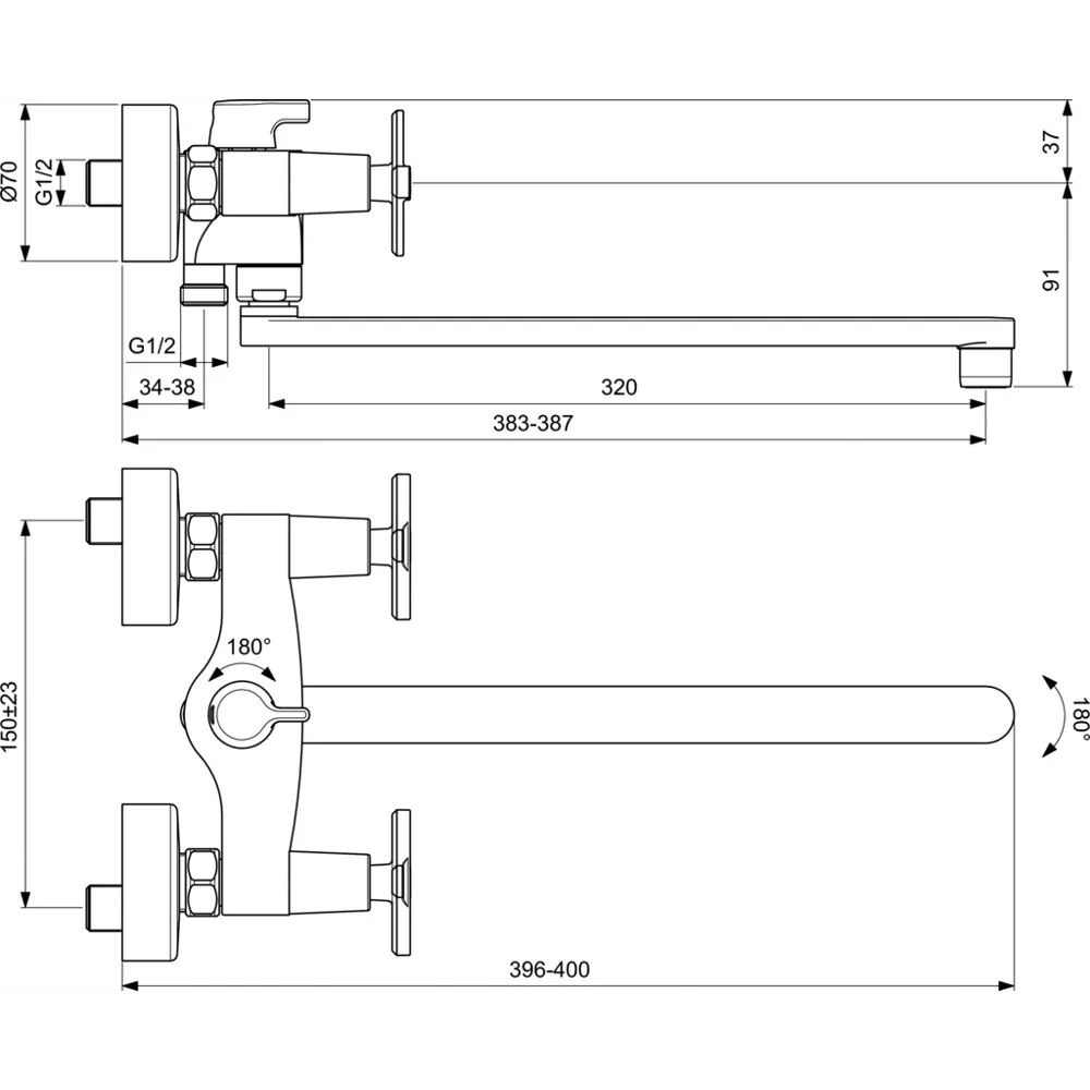 Смеситель для ванны универсальный Ideal Standard Vidima Art двухвентильный цвет хром STLM-2127773 - Вид №4