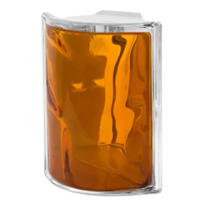 Стеклоблок Vitrablock Волна окрашенный внутри угловой цвет оранжевый