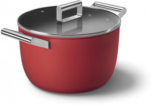 CKFC2611RDM Посуда / кастрюля с двумя ручками и крышкой 26 см, красная SMEG