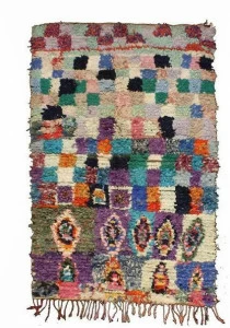 AFOLKI Прямоугольный шерстяной коврик с длинным ворсом и узором Boucherouite Taa744be