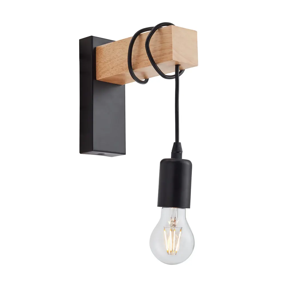 Настенный светильник Eglo Townshend 1xE27x60 Вт цвет чёрный/дерево STLM-2060039 - Вид №2